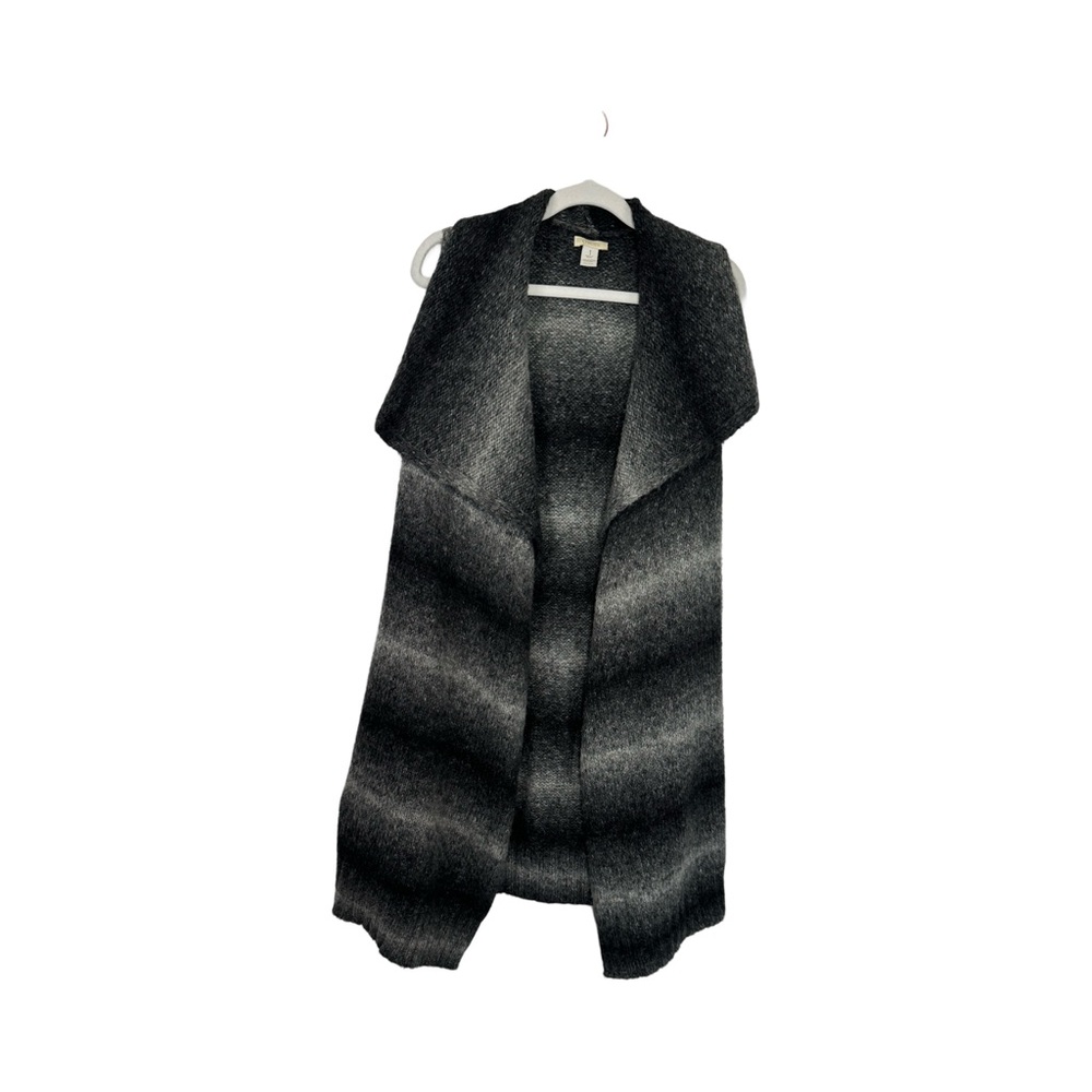 Chicos Long Sweater Best Open Front Black And Gray Size 1 (S)